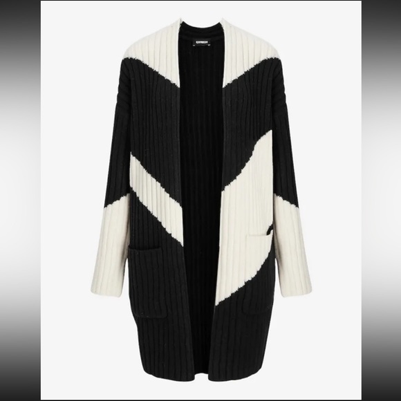 NWT $118 Express Open Front Color-Block Sweater Cardigan Size XS - Picture 3 of 4